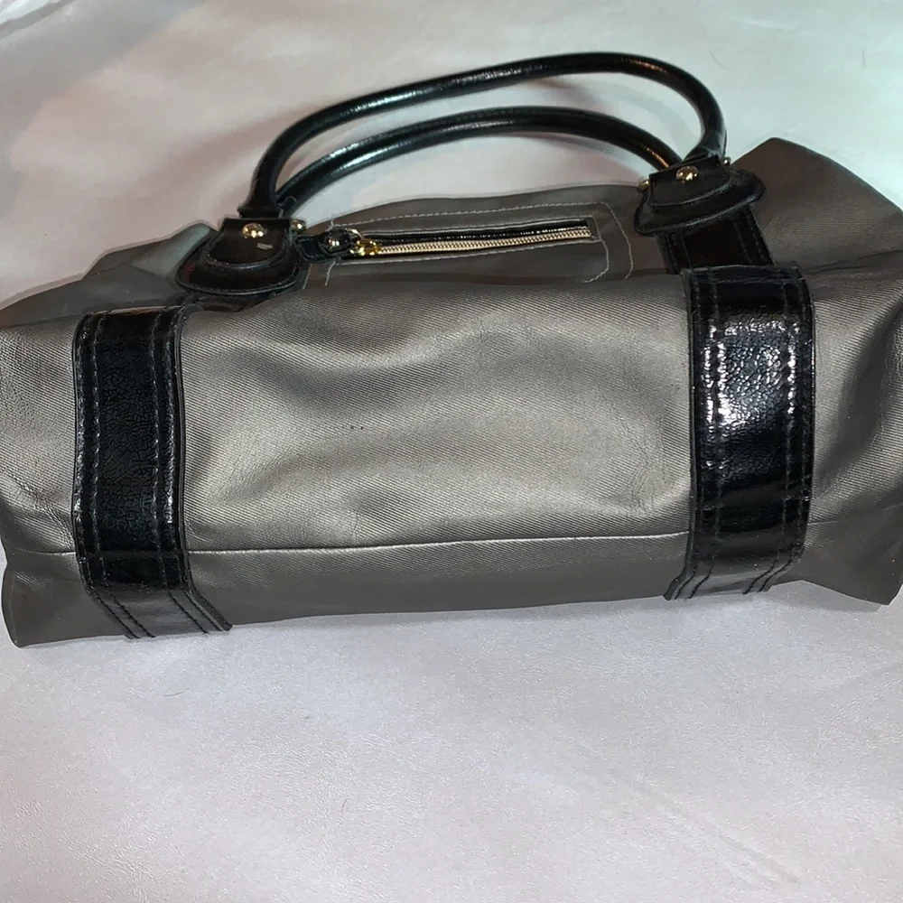 Purse NWOT Victoria Secret 2 Handle Silver Grey & Black with Brass Hardware